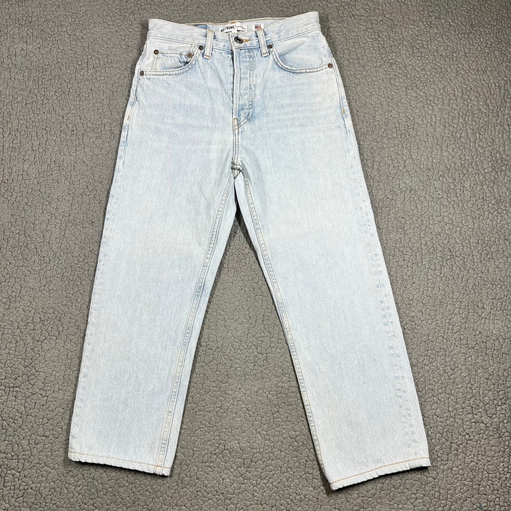 RE/DONE Originals Jeans Womens 25 High Rise Straight Leg Light Blue Denim